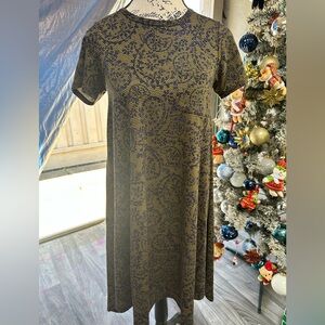 LuLaRoe Black and Gold Paisley Dress